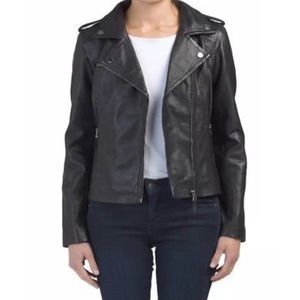 Bod & Christensen Blk Asymmetrical Leather Jacket